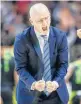  ??  ?? UConn coach Dan Hurley reacts during UConn’s victory over South Florida in February at Gampel Pavilion.