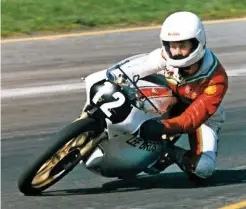  ??  ?? Racing to fourth on his MBA at the ’86 Italian round of the European championsh­ip