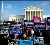  ?? AP FILE ?? Anti-abortion activists protest outside of the U.S. Supreme Court during the March for Life in Washington on Jan. 18, 2019.