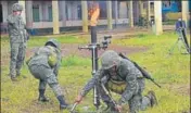  ?? AFP ?? Philippine marines fire 81mm mortars at militant positions at the frontline in Marawi on Saturday.