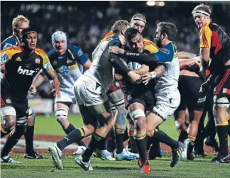  ?? Photo: Getty Images ?? Try time: Inspiratio­nal Chiefs co-captain Liam Messam surges to the line for his decisive try in last night’s final in Hamilton.