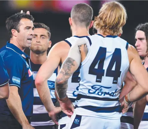  ?? Picture: AAP ?? GET AROUND ’EM: Cats coach Chris Scott says player welfare and that of the community is the club’s top priority right now.