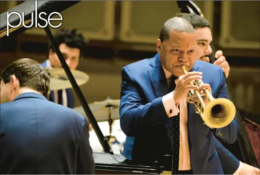  ?? FRANK STEWART ?? Trumpeter Wynton Marsalis performs with the Jazz at Lincoln Center Orchestra at Symphony Center in November 2019.