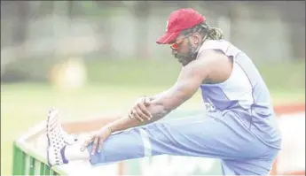  ??  ?? West Indies talisman Chris Gayle will focus on fitness for next year’s World Cup