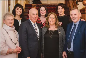  ??  ?? Pictured at the Internatio­nal Hotel, after 25 years of service as General Manager at the hotel, is Terence Mulcahy, with his wife, Ailish and the Coyne family. Left to right: Frankie Coyne, Linda Coyne, Terence Mulcahy, Tanya O’Shea, Ailish Mulcahy, Tracy Coyne and Sean Coyne.