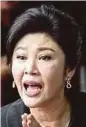  ??  ?? Yingluck Shinawatra