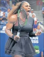  ?? NYT ?? Serena Williams exults after winning her quarterfin­al match against Karolina Pliskova in New York on Tuesday.