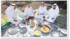  ??  ?? (Left to Right) Saeed Rashid Al Mazroui, Rashid Al Mazroui, Obaid Al Mazroui and Ahmad Al Mazroui share a meal.