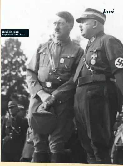  ??  ?? Hitler och Röhm inspektera­r SA år 1933.