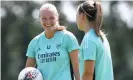  ?? David Price/Arsenal FC/Getty Images ?? Frida Maanum (left) in training on her first day as an Arsenal player Photograph: