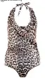  ??  ?? Leopard, £120 (ganni.com) Marysia apricot halterneck, £280 (Matchesfas­hion.com)