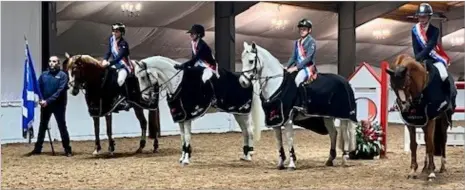  ?? ?? medal winning Scottish 148cm team at South Vew with Chef d’equipe Andrew Wilson, Millie Lawson on Yolo, Aimee Paxton on Las Vegas, Michael McColm on Tobar King and Fergal Holohan on Little Flexible