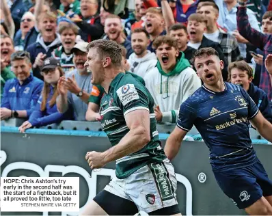  ?? STEPHEN WHITE VIA GETTY ?? HOPE: Chris Ashton’s try early in the second half was the start of a fightback, but it all proved too little, too late