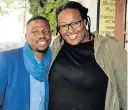  ?? Picture: LONDEKA DLAMINI ?? FESTIVAL VISITORS: Sakhi Mambukwe and Sindiswa Matanda took a break outside the PE Opera House in between shows on the last day of the Women In Arts Manyano Festival on Sunday