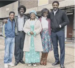  ??  ?? Madeline Appiah as Agnes and Idris Elba as Walter in In The Long Run, main; scenes from the comedy drama, above