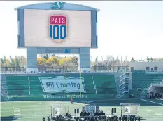  ?? MICHAEL BELL ?? Mosaic Stadium will be the site of two outdoor hockey games in February as WHL-NHL alumni teams lace up for one match, while the Regina Pats and the Moose Jaw Warriors meet in a WHL contest.