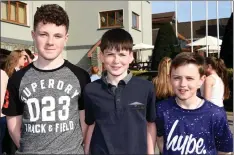  ?? Photo by Michelle Cooper Galvin ?? Ben O’Brien, Evan O’Cinneide and Tadhg Kennedy Ventry Youth Club at the Youth Day in the INEC, Killarney on Sunday.