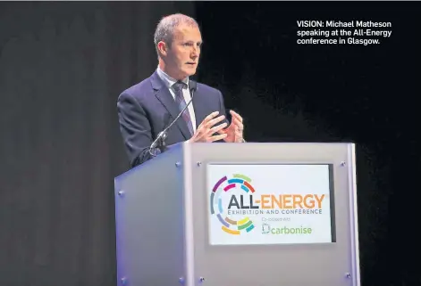  ?? ?? VISION: Michael Matheson speaking at the All-Energy conference in Glasgow.