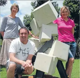  ??  ?? Ready to sculpt: Committee members from left Robyn Gordon, Anthony van den Berg and Karin Barr are preparing for their annual sculpture symposium in March.