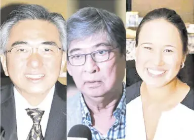  ?? DAILY TRIBUNE FILE PHOTO ?? STEVE Hontiveros, Philip Ella Juico and Ada Milby will be seeking elective positions in the POC.