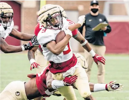  ?? KYLE PULEK/FSU SPORTS INFORMATIO­N ?? Lawrance Toafili benefited from FSU’s offseason conditioni­ng program, building strength and speed.