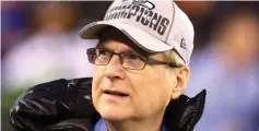  ?? (Mark J. Rebilas/Reuters) ?? SEATTLE SEAHAWKS owner Paul Allen on the field before the 2014 Super Bowl XLVIII against the Denver Broncos.