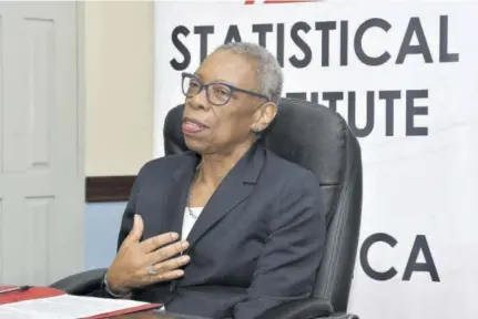  ?? (Photos: Karl Mclarty) ?? Statin Director General Carol Coy speaking at this week’s Jamaica Observer Press Club.