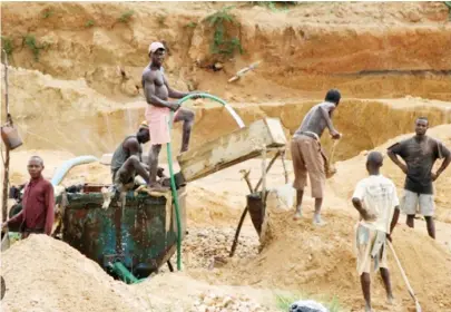  ?? ?? The proliferat­ion of small-scale mining activities has resulted in deforestat­ion, water pollution and soil erosion in many parts of the country. (File Picture)