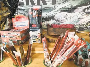  ?? Contribute­d photo ?? Real jerky and other backpack snacks have come to downtown Westport.