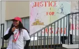  ?? TIMES-STANDARD FILE ?? MichelleCh­armaine Lawson speaks at a Justice for Josiah rally in 2017.