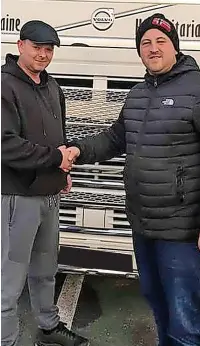  ?? ?? ● Harley Whitehead (right) in front of his van heading to Ukraine