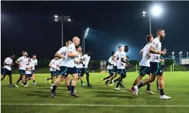  ?? Photograph: Chandan Khanna/AFP/Getty Images ?? Australia's players take part in a training session at the Aspire Academy in Doha ahead of the Qatar 2022 World Cup.