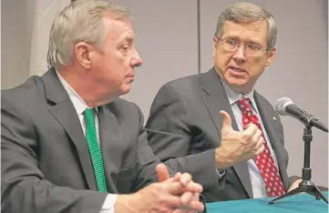  ?? | SUN-TIMES LIBRARY ?? Sen. Dick Durbin supported Sen. Mark Kirk after Kirk suffered a stroke. So it’s no surprise that Kirk wouldn’t be enthusiast­ic to campaign against Durbin.