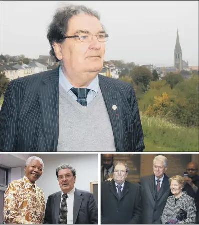  ?? PICTURES: PRESS EYE LTD/SHUTTERSTO­CK/PA ?? IRISH HERO: Ex-SDLP leader John Hume has been hailed as a great hero and true peacemaker for his part in bringing peace to Ireland, being ranked along figures such Nelson Mandela, above left, and Martin Luther King, and seen right with President Bill Clinton.