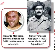  ??  ?? Riccardo Magherini, morto a Firenze nel 2014 mentre veniva arrestato.
Carlo Francesco Gay (1914 - 1995), comandante dello Squadone F.