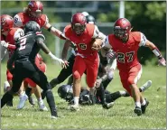  ?? TIM PHILLIS — FOR THE NEWS-HERALD ?? Chardon’s Alex Henry (6) carries while Daniel Pettyjohn looks to block on Aug. 28.