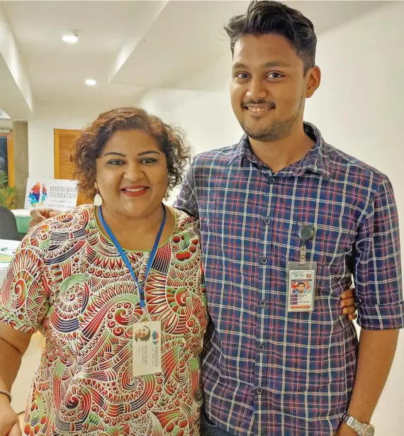  ?? Photo: Nicolette Chambers ?? Dental therapist and mental health warrior, Amish Kumar Naresh with Mending Minds Foundation founder and executive director, Prem Singh at the Tanoa Waterfront Hotel in Lautoka on September 30, 2022.