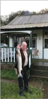  ??  ?? First salmon of the year: Angler Ronan O’Connor proudly posing with the 7lb ‘early springer’ he caught at the Careysvill­e Fishery in Clondulane last Wednesday.