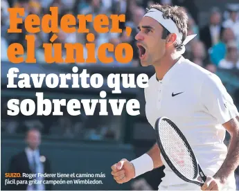  ??  ?? SUIZO. Roger Federer tiene el camino más fácil para gritar campeón en Wimbledon.