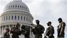  ??  ?? Around 5,200 National Guard troops remain in Washington DC guarding the US Capitol against further attacks like the deadly Jan. 6 riot that left five dead.