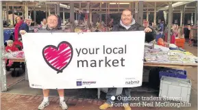  ??  ?? Outdoor traders Steven Foster and Neil McGloughli­n