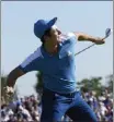  ?? ALESSANDRA TARANTINO – AP ?? Viktor Hovland throws his ball to the crowd after winning with European team partner Ludvig Aberg at the Ryder Cup on Friday.