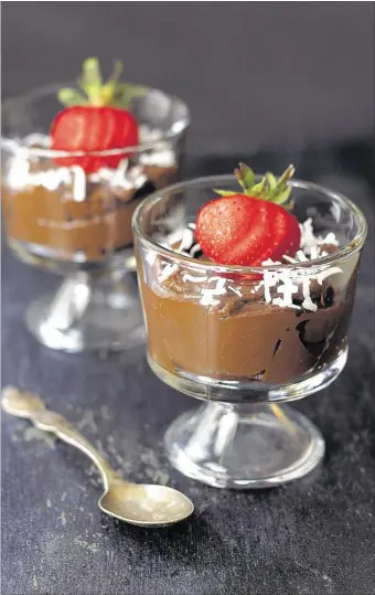  ?? PHOTO COURTESY OF CAROL BORCHARDT ?? Chocolate Avocado Mousse makes a rich but relatively guilt-free desser t to top of f a Valentine’s Day dinner at home.