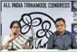  ?? ?? TMC leaders Shashi Panja and Bratya Basu addresses the Press, on Monday