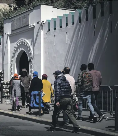  ??  ?? French Muslims arrive at the Grand Mosque of Paris for Friday prayers. The French plan for deradicali­sation fails to address investment in employment, education and cultural activities