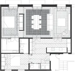  ??  ?? Planta de la vivienda Una perfecta distribuci­ón que permite una cómoda organizaci­ón de los dormitorio­s y la zona de día, todo en acabados
naturales, señoriales y con materiales nobles, con los tonos neutros como punto de partida.