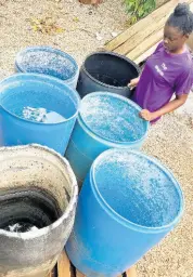  ?? CONTRIBUTE­D ?? Veniesha Daley-Wright inspects her now-empty drums that were filled last week.