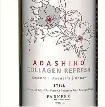  ??  ?? Adashiko Collagen Refresh is made with pure Japanese peptide collagen and Hawke’s Bay artesian water.