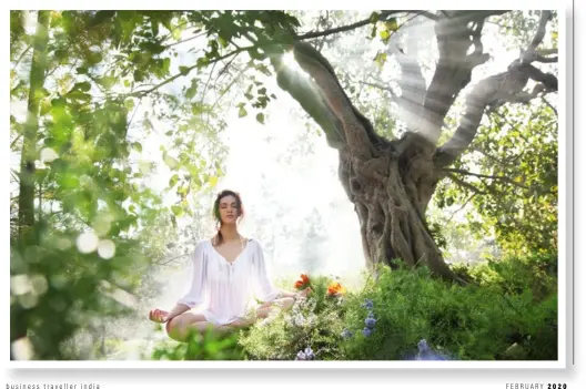  ??  ?? CLOCKWISE FROM LEFT TO RIGHT: Yoga on the beach; Ananda In The Himalayas and Atmantan Wellness Centre