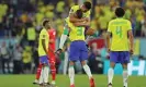  ?? ?? Brazil celebrate opening the scoring late on against Switzerlan­d. Photograph: Bagu Blanco/Pressinpho­to/Shuttersto­ck